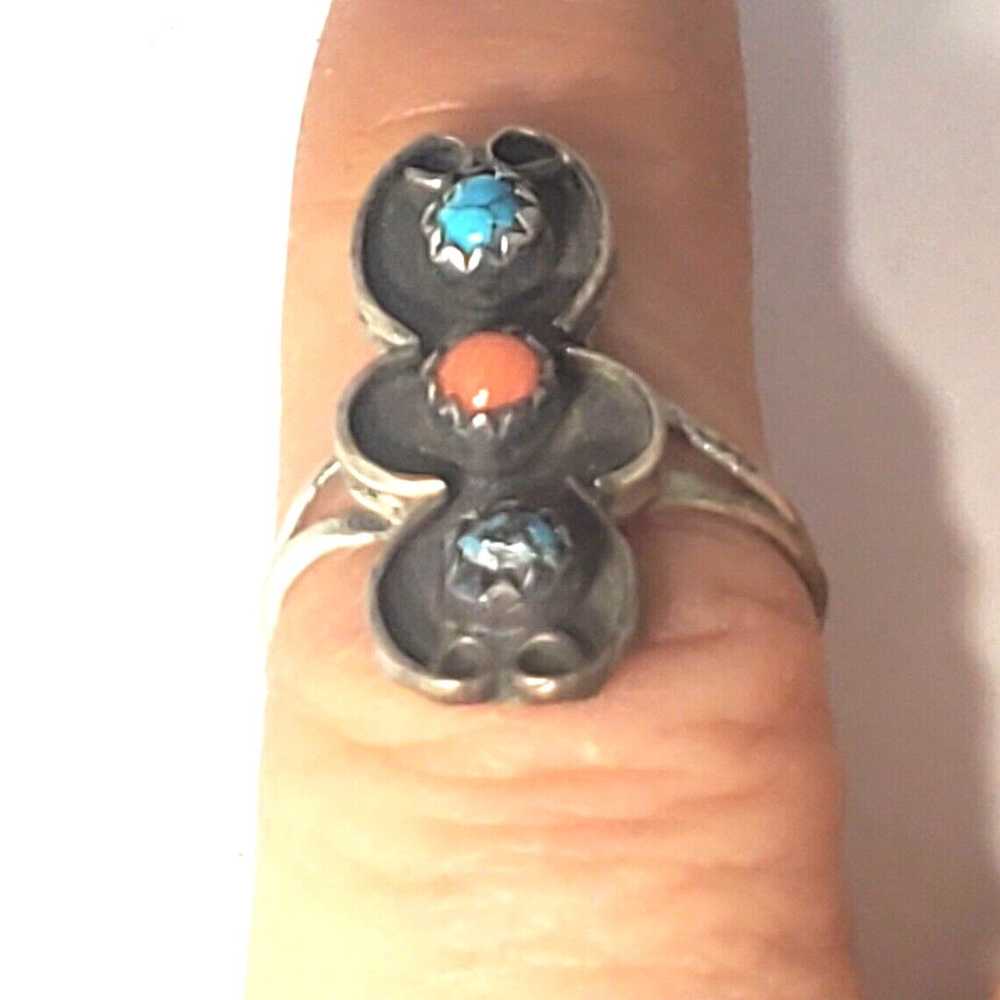 Vtg Sterling Silver SOUTHWEST Navajo Turquoise & … - image 1