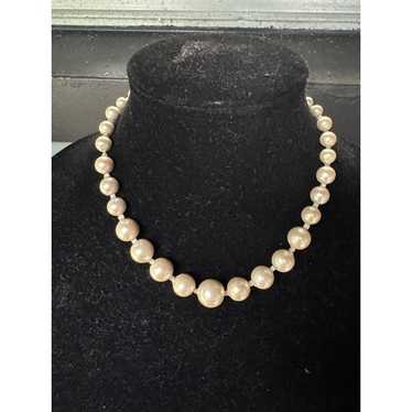 Vintage Sterling Silver Clasp Faux Pearl Necklace