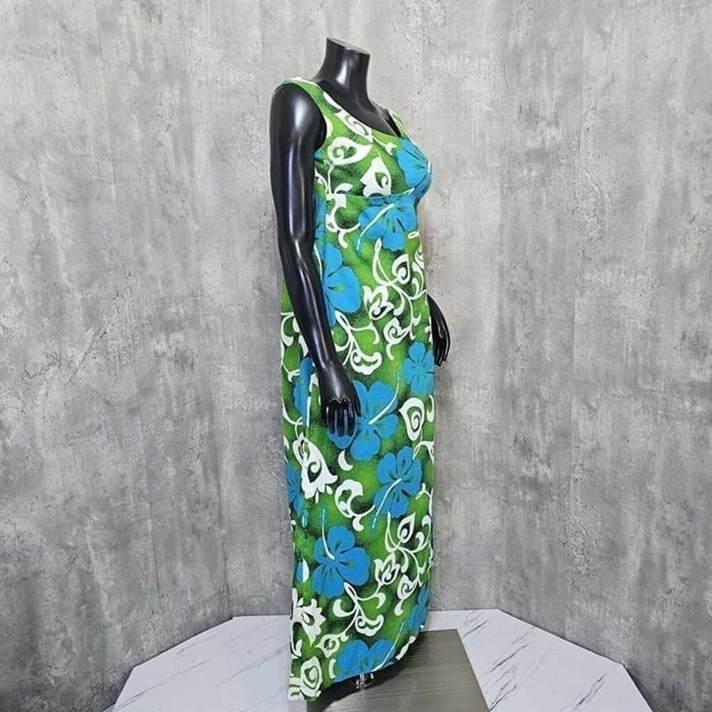 Vintage 60s 70s Royal Hawaiian Blue Green Floral … - image 7