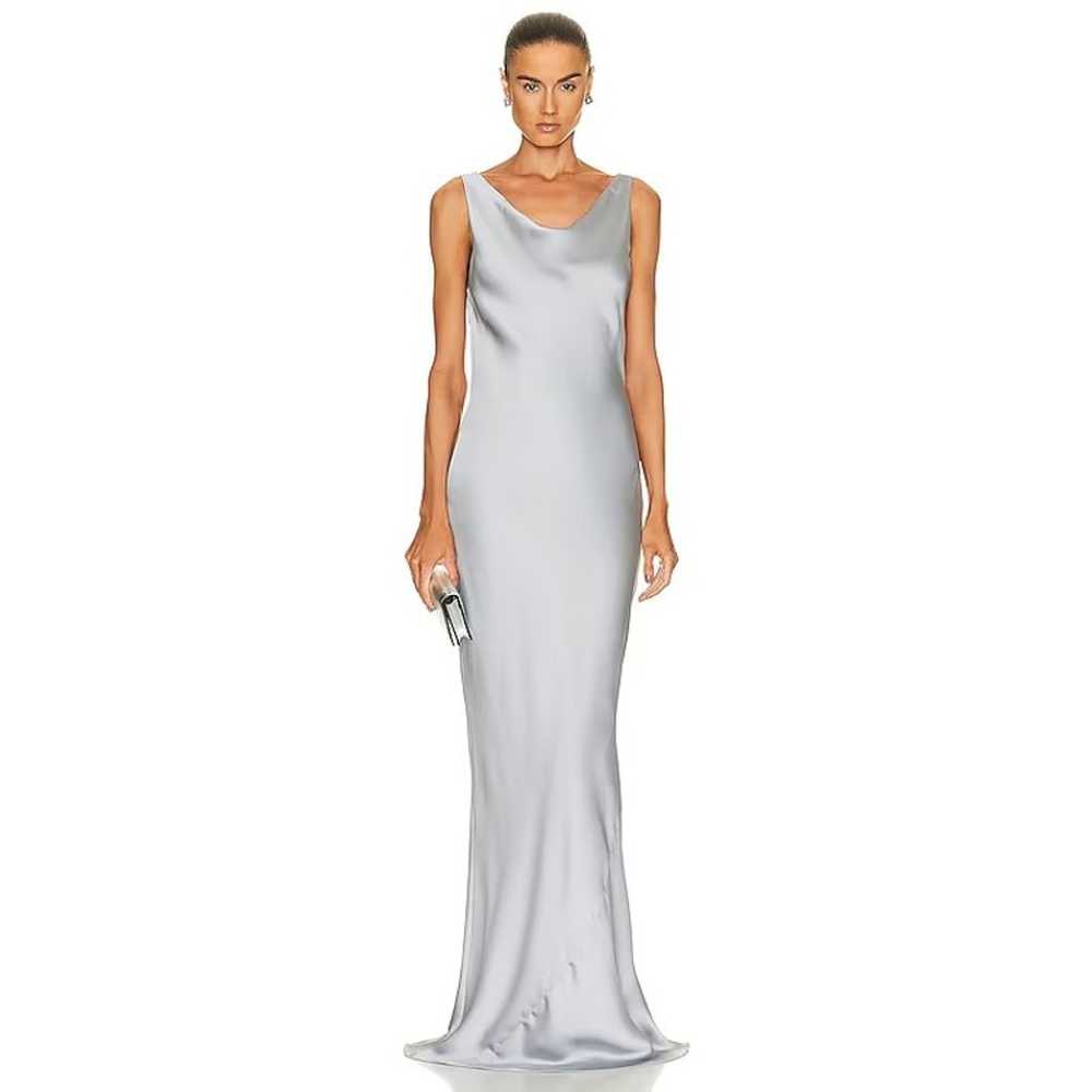 Norma Kamali Maria Satin Gown Maxi Silk Slip Drap… - image 1