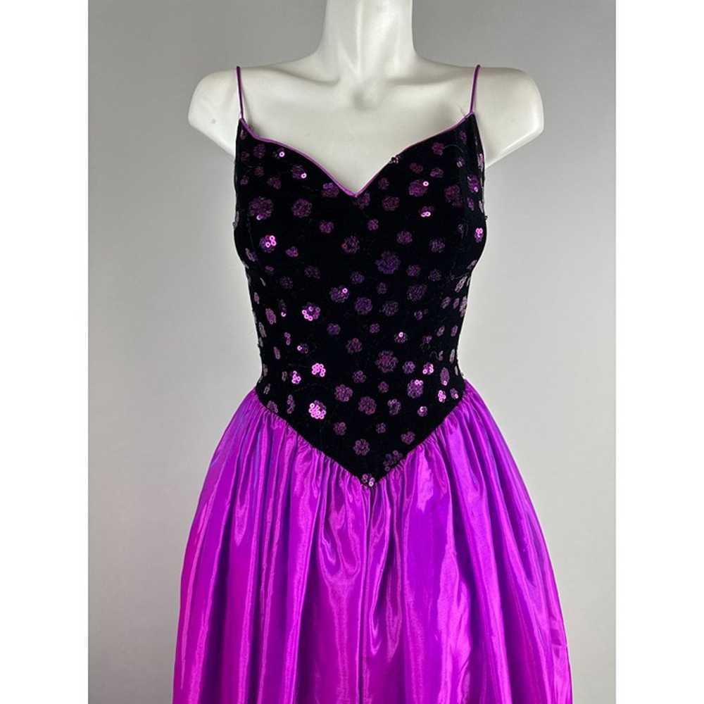 Vtg 90s Jessica McClintock Iridescent Purple Sequ… - image 2