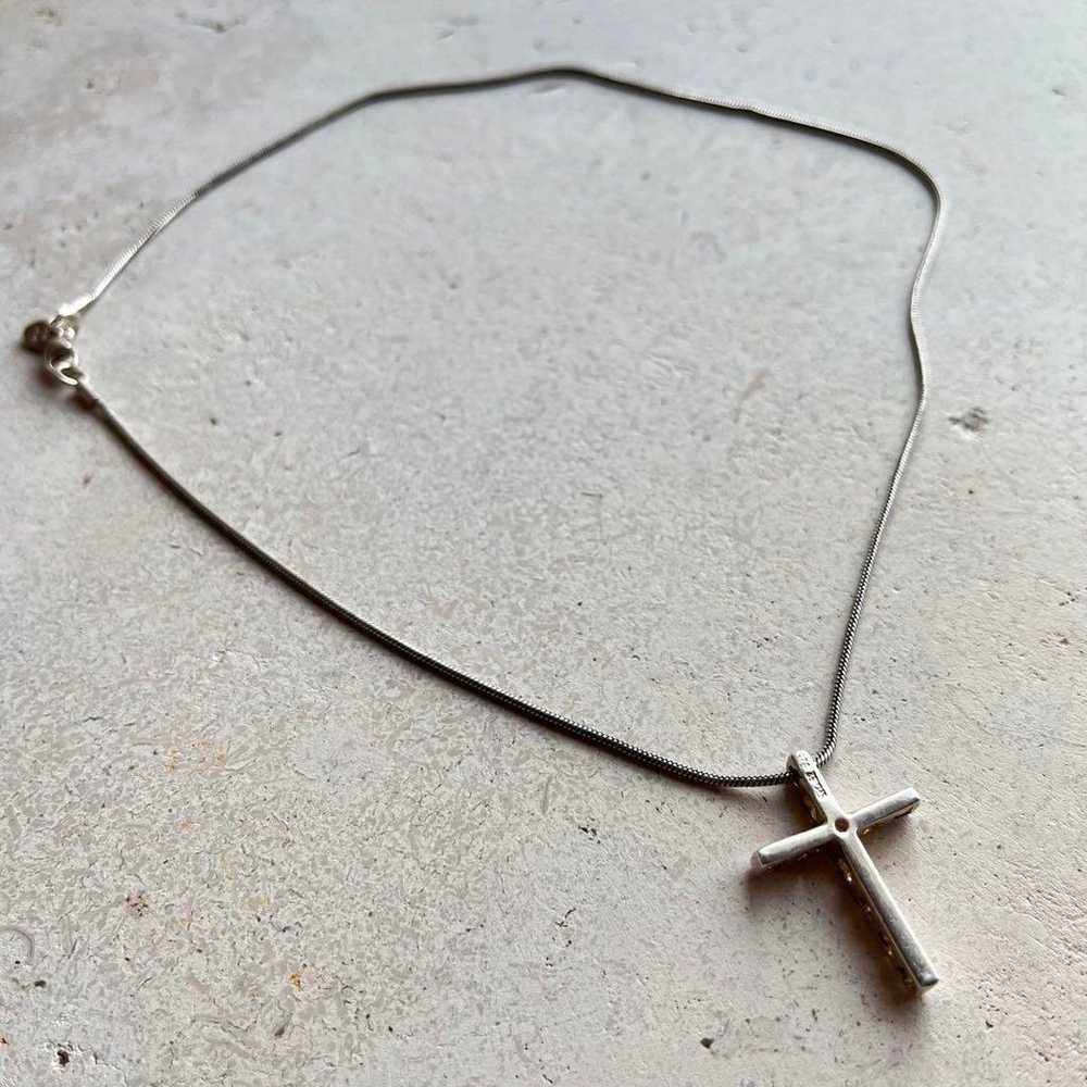 Vintage Silver 925 Cross Necklace Y2K Fairy Grunge - image 1