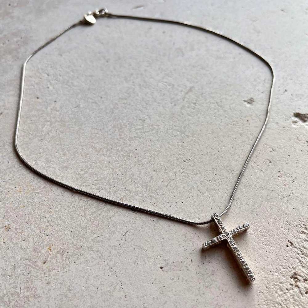 Vintage Silver 925 Cross Necklace Y2K Fairy Grunge - image 2