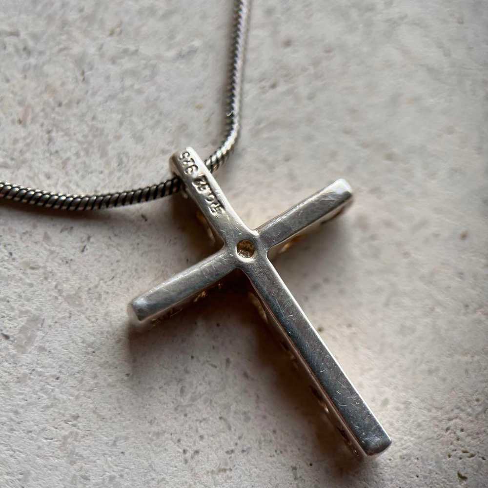 Vintage Silver 925 Cross Necklace Y2K Fairy Grunge - image 8