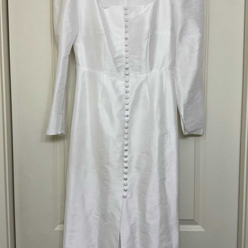 Long Sleeve Square neck button silky dress - image 3