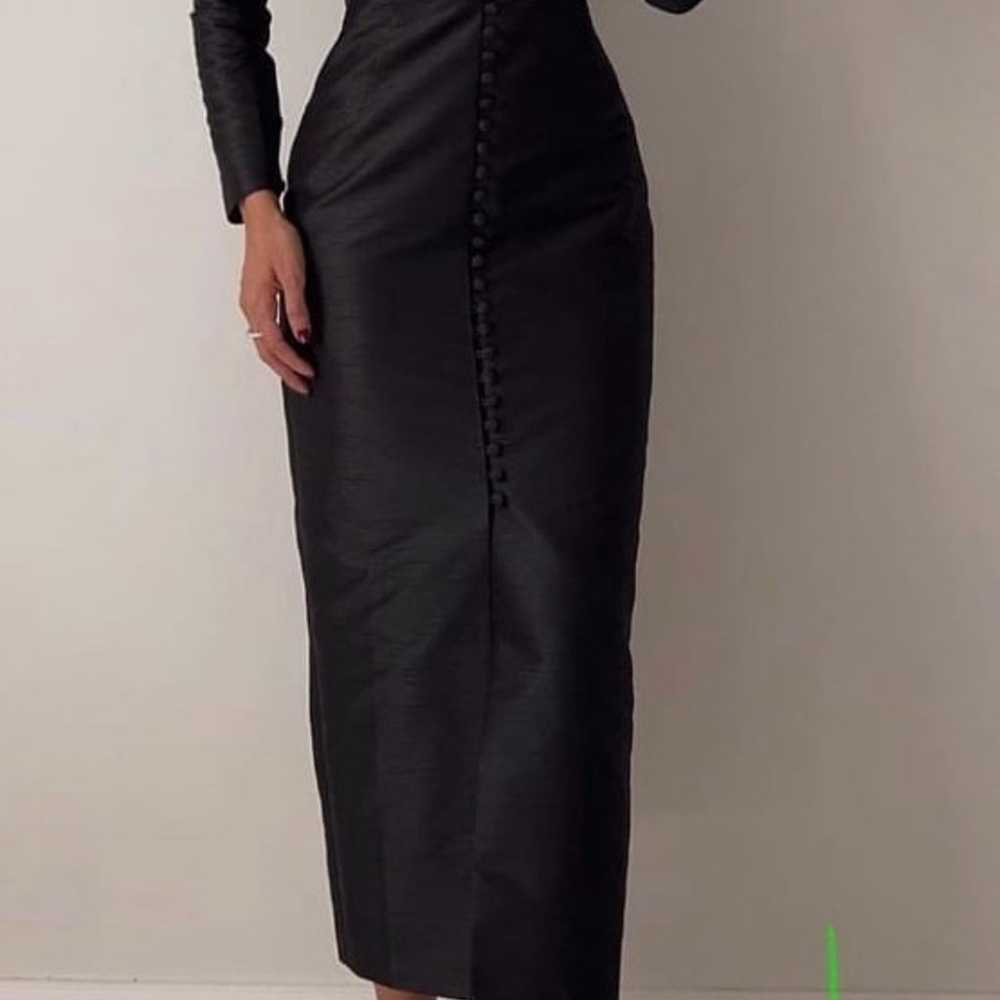 Long Sleeve Square neck button silky dress - image 9