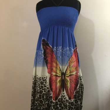 Butterfly Print Summer Dress Sz M GUC - image 1