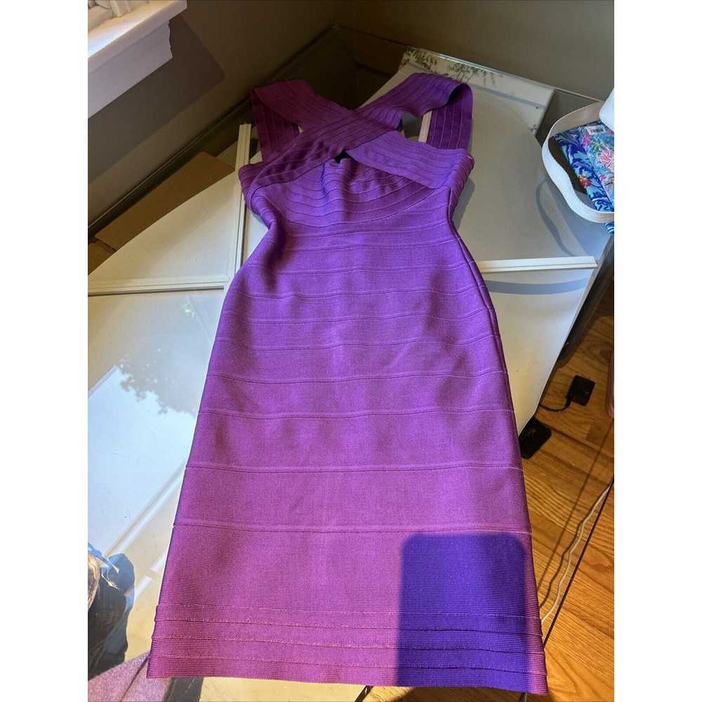 Women’s Herve Leger Rayon Blend Purple Bandage Dr… - image 8