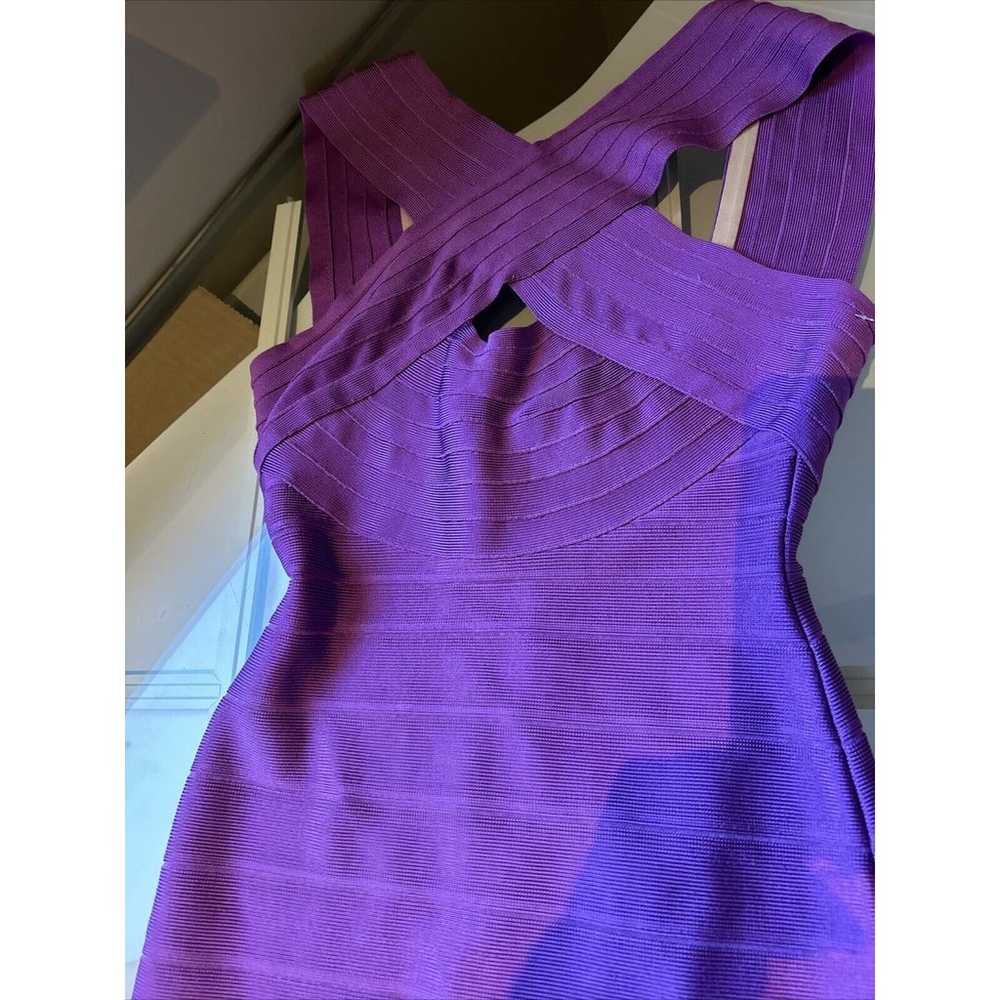 Women’s Herve Leger Rayon Blend Purple Bandage Dr… - image 9