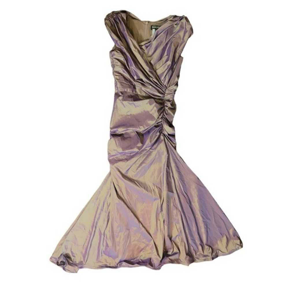 Tadashi Shoji Taffeta Iridescent Ruched maxi prom… - image 2