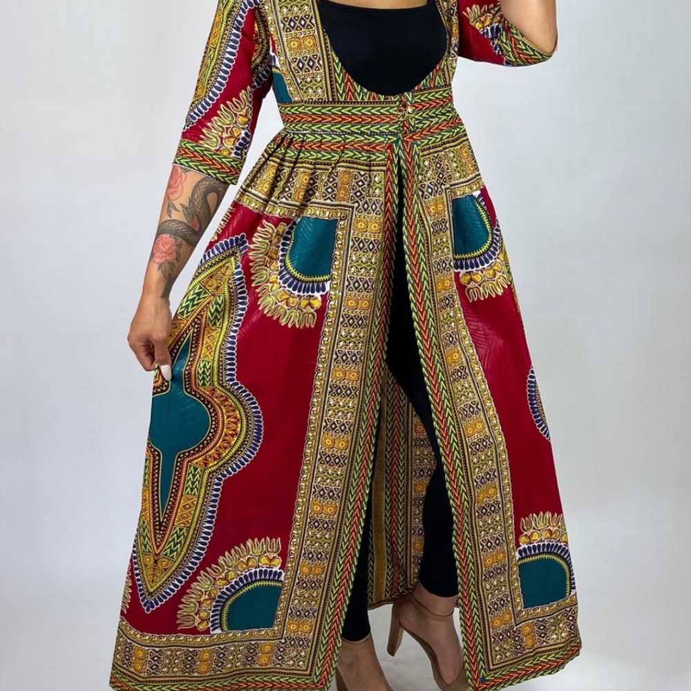 Red Multicolor African Print Ankara Handmade Maxi… - image 1