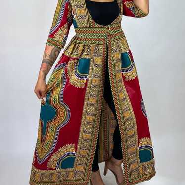 Red Multicolor African Print Ankara Handmade Maxi… - image 1