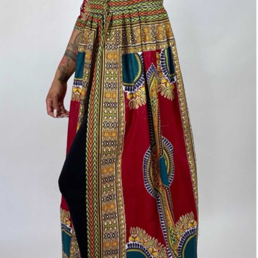 Red Multicolor African Print Ankara Handmade Maxi… - image 2