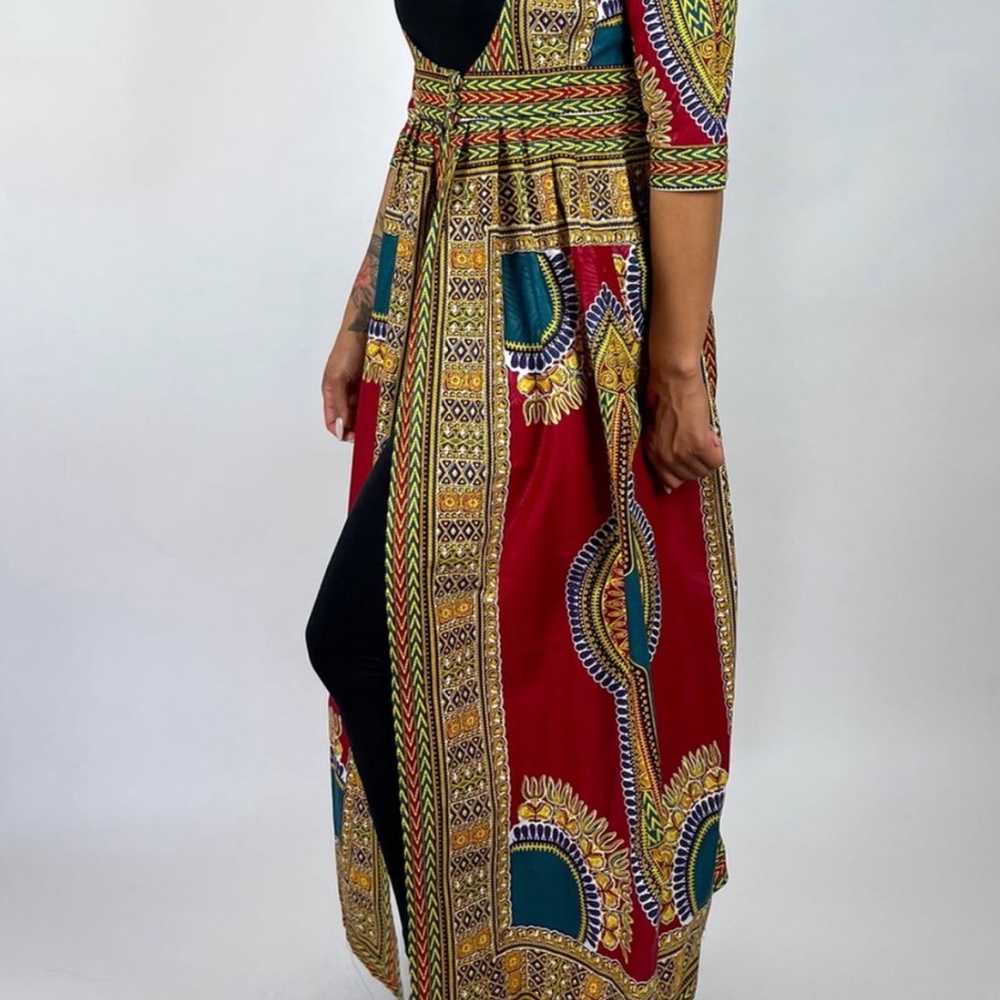 Red Multicolor African Print Ankara Handmade Maxi… - image 3