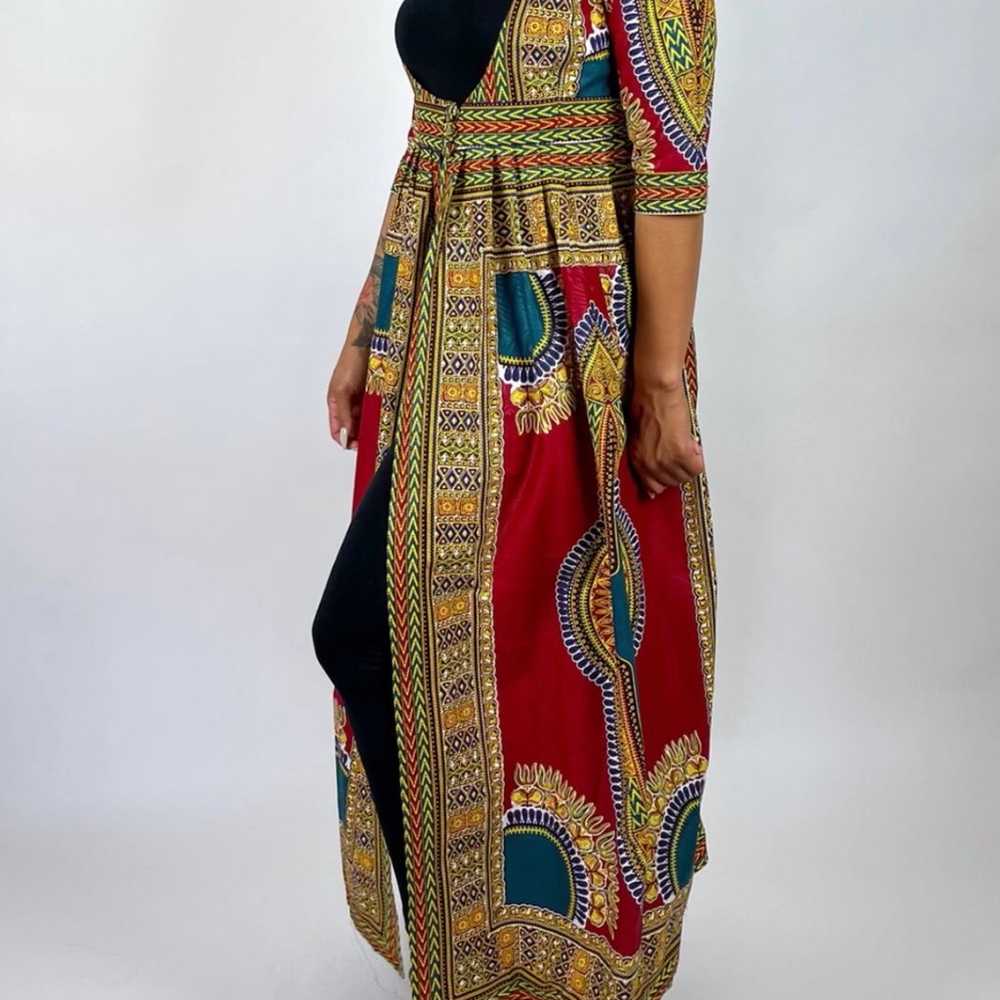 Red Multicolor African Print Ankara Handmade Maxi… - image 4