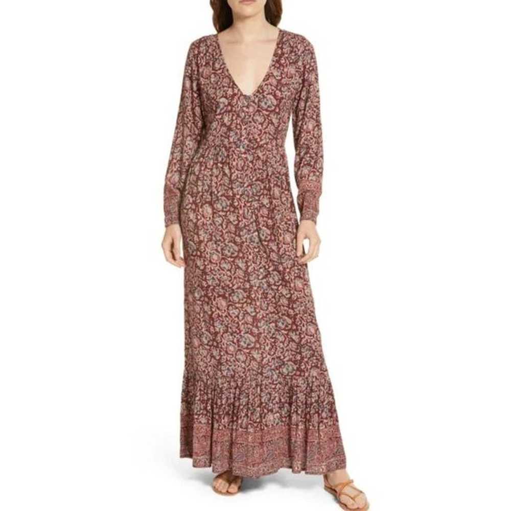 Faherty Toluca Tiered Long Sleeve Dress in Merlot… - image 1