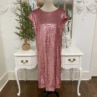 Maeve by Anthro Kara Sequined Midi Dress Pink Sz M