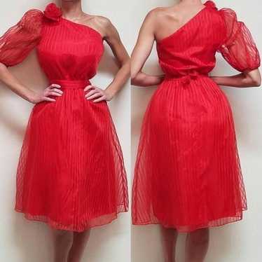 Vintage 1970s Shangri-La Red Pinstripe One-Should… - image 1