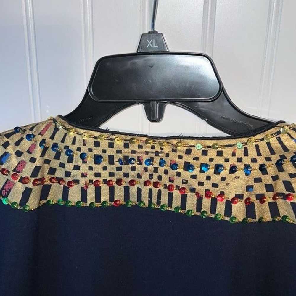 Horus Vintage Egyptian Beaded Dress Size 8 Black/… - image 8