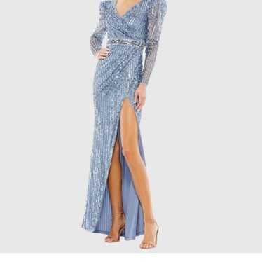 Mac Duggal Puff Sleeve Sequin Gown Dress