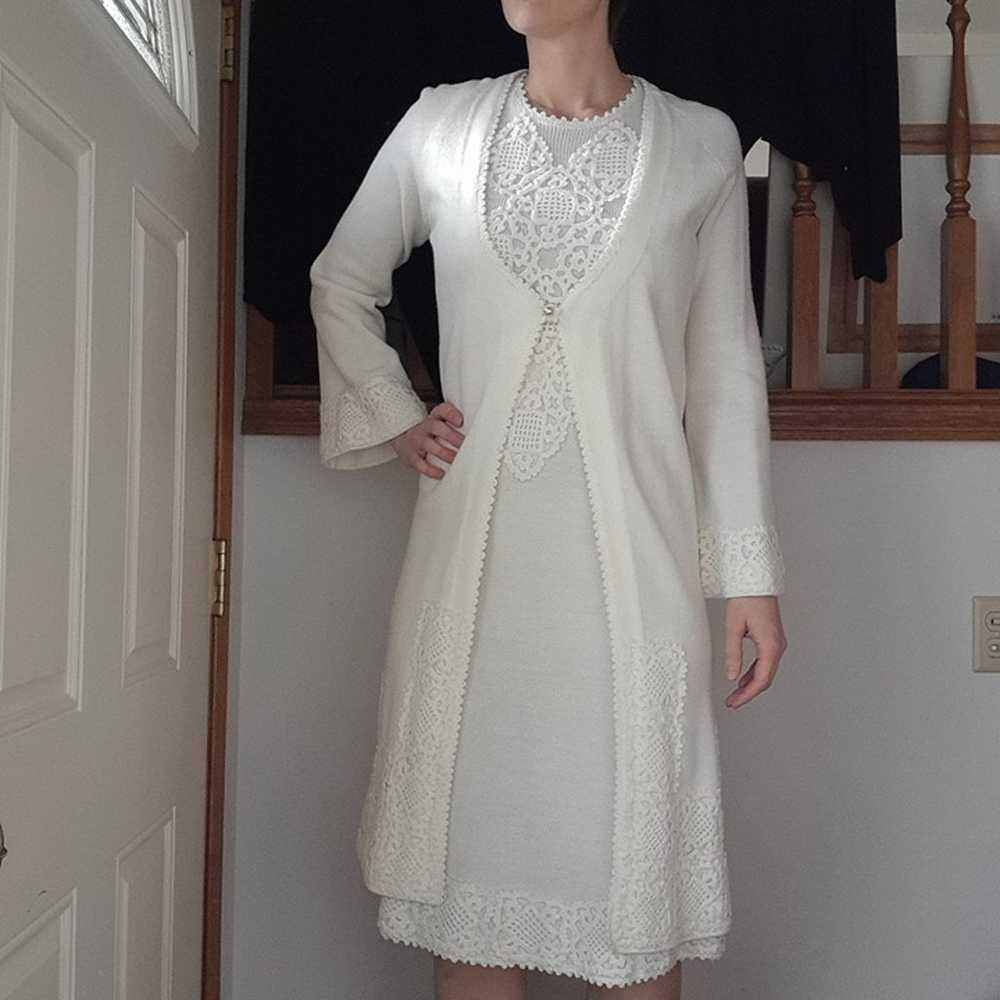 Crochet/ Knit White Dress and Jacket- Wedding Wom… - image 2