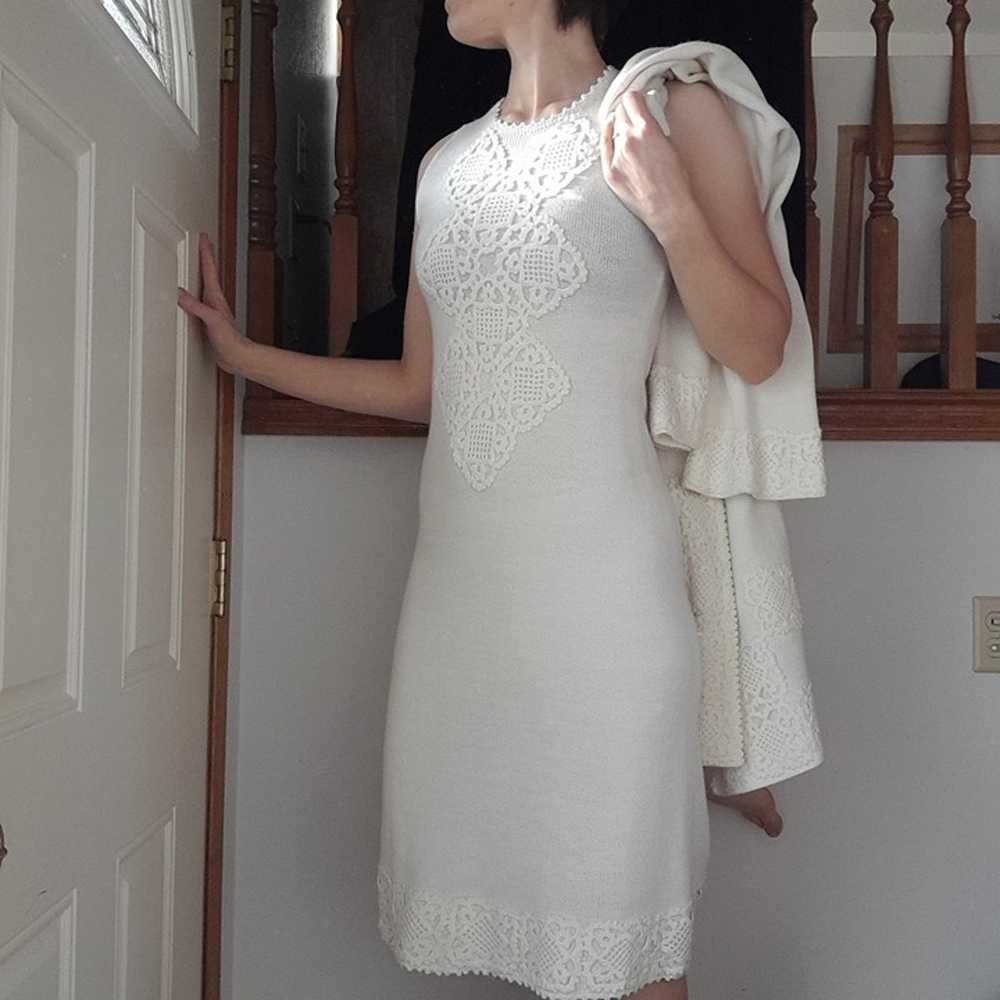 Crochet/ Knit White Dress and Jacket- Wedding Wom… - image 4