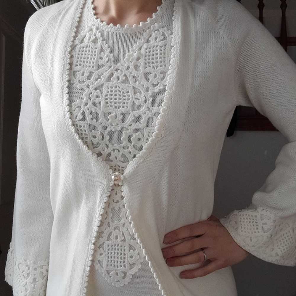 Crochet/ Knit White Dress and Jacket- Wedding Wom… - image 8