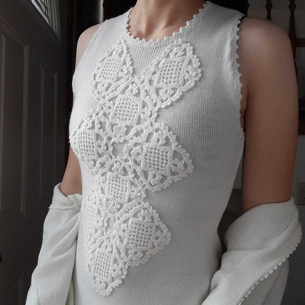 Crochet/ Knit White Dress and Jacket- Wedding Wom… - image 9