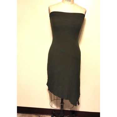 Sweet Pea Olive Green Strapless Asymmetric Hem Dre