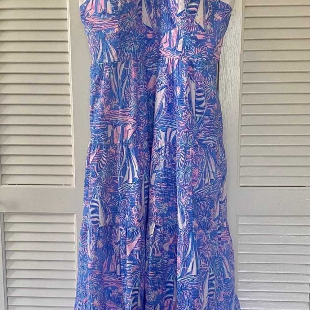 Lilly Pulitzer Jennette Cotton Midi Halter Maxi S… - image 2