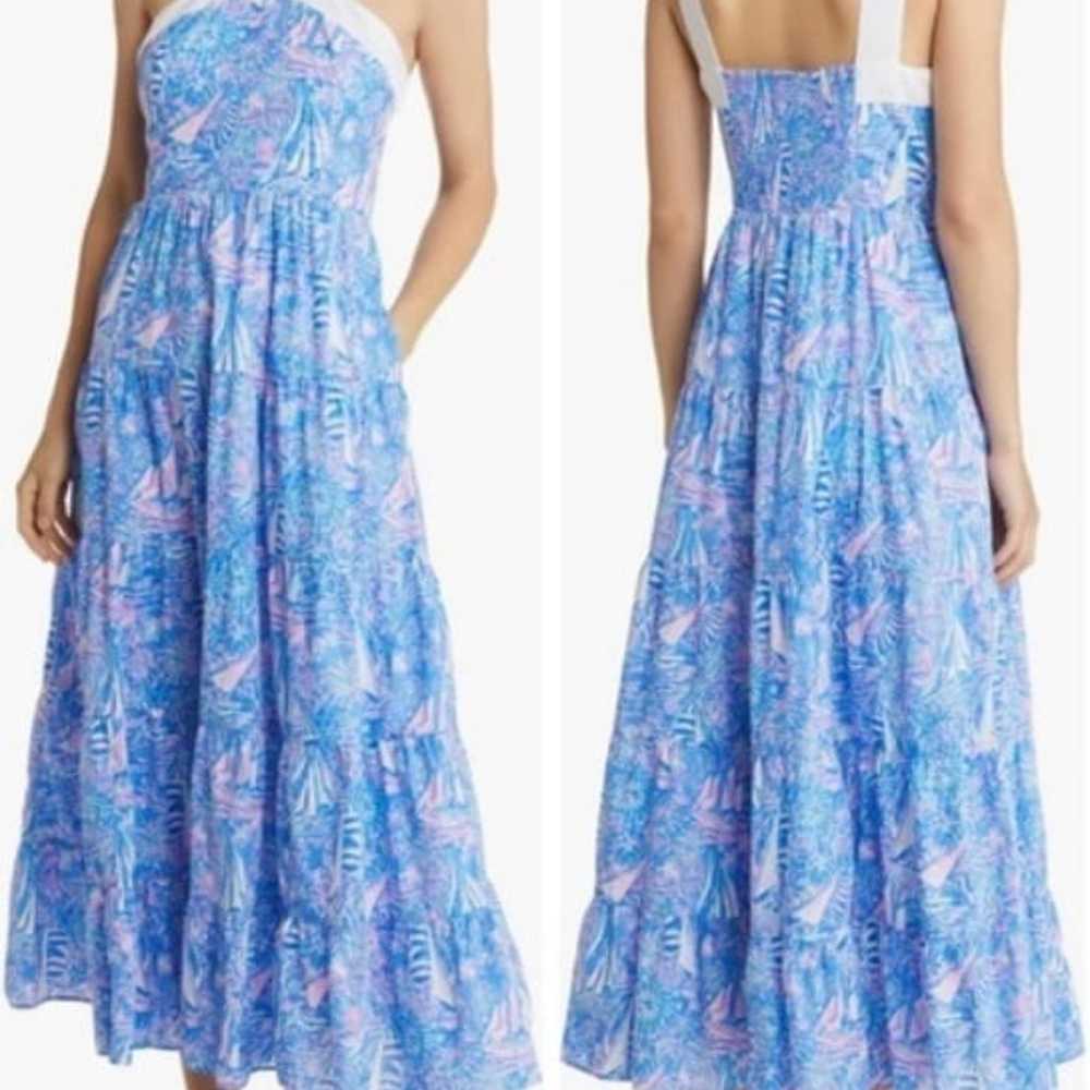 Lilly Pulitzer Jennette Cotton Midi Halter Maxi S… - image 4