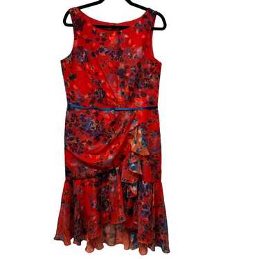 Marchesa Notte Womens Red Floral Print Burnout Sl… - image 1