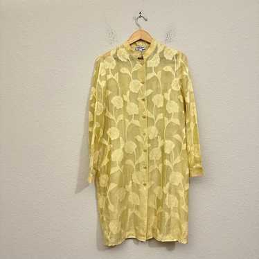 GIORGIO ARMANI Shirt Dress Yellow Floral Silk Ble… - image 1