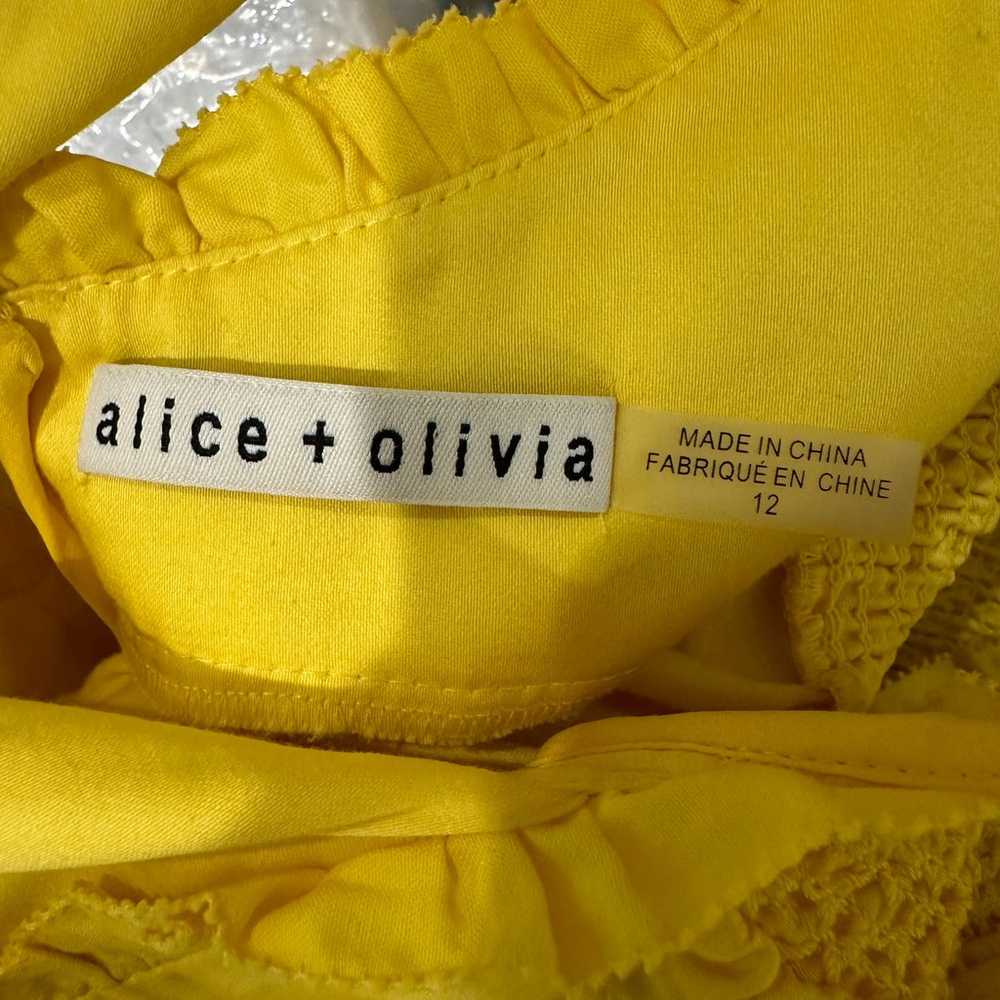 12 Alice + Olivia Yellow Puff Sleeve Yellow Mini … - image 5