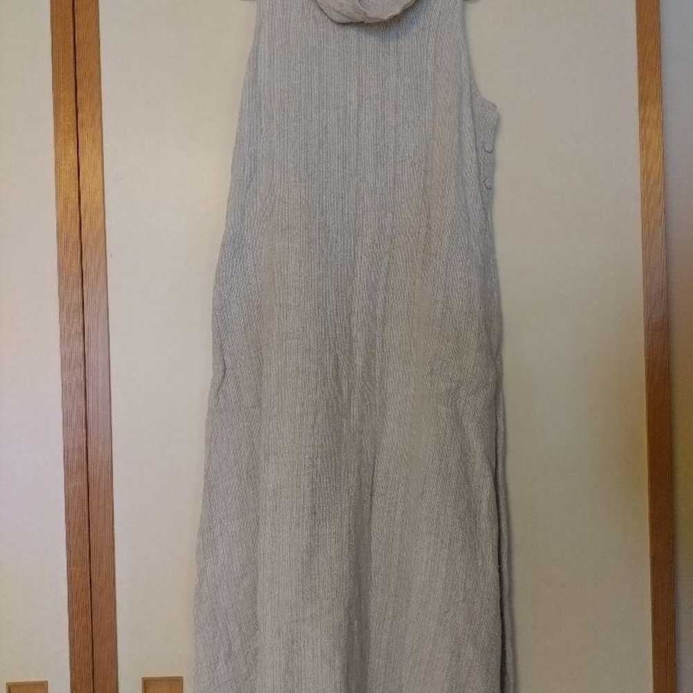 Linen high-neck sleeveless dress. - image 1