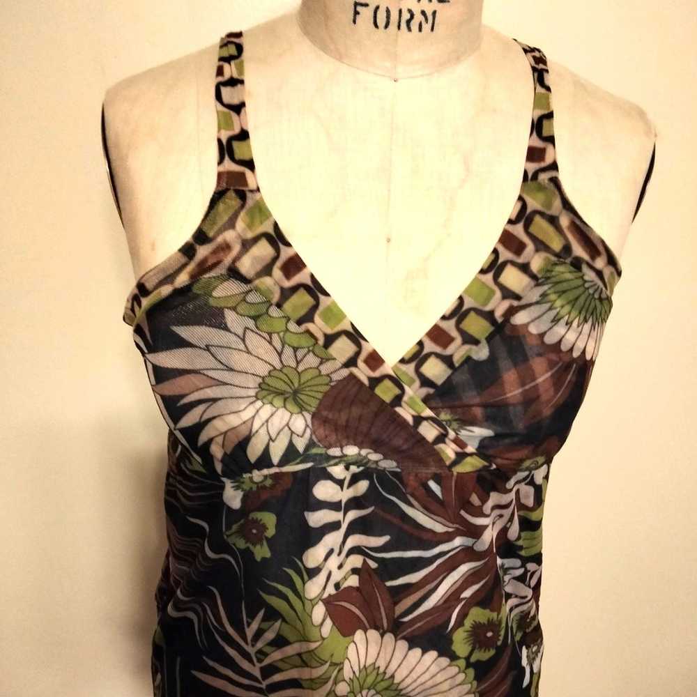 Sweet Pea Olive Green Brown Tan Black Floral Prin… - image 2