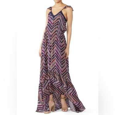 Ramy Brook Pink Silk Chevron Printed Schena Maxi D