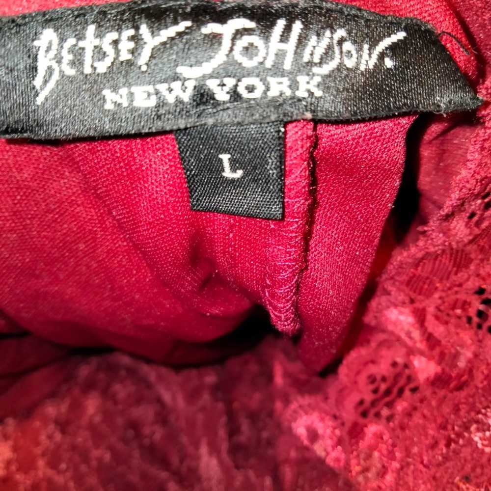 Betsey Johnson Cranberry Red Lace Halter Dress L - image 11