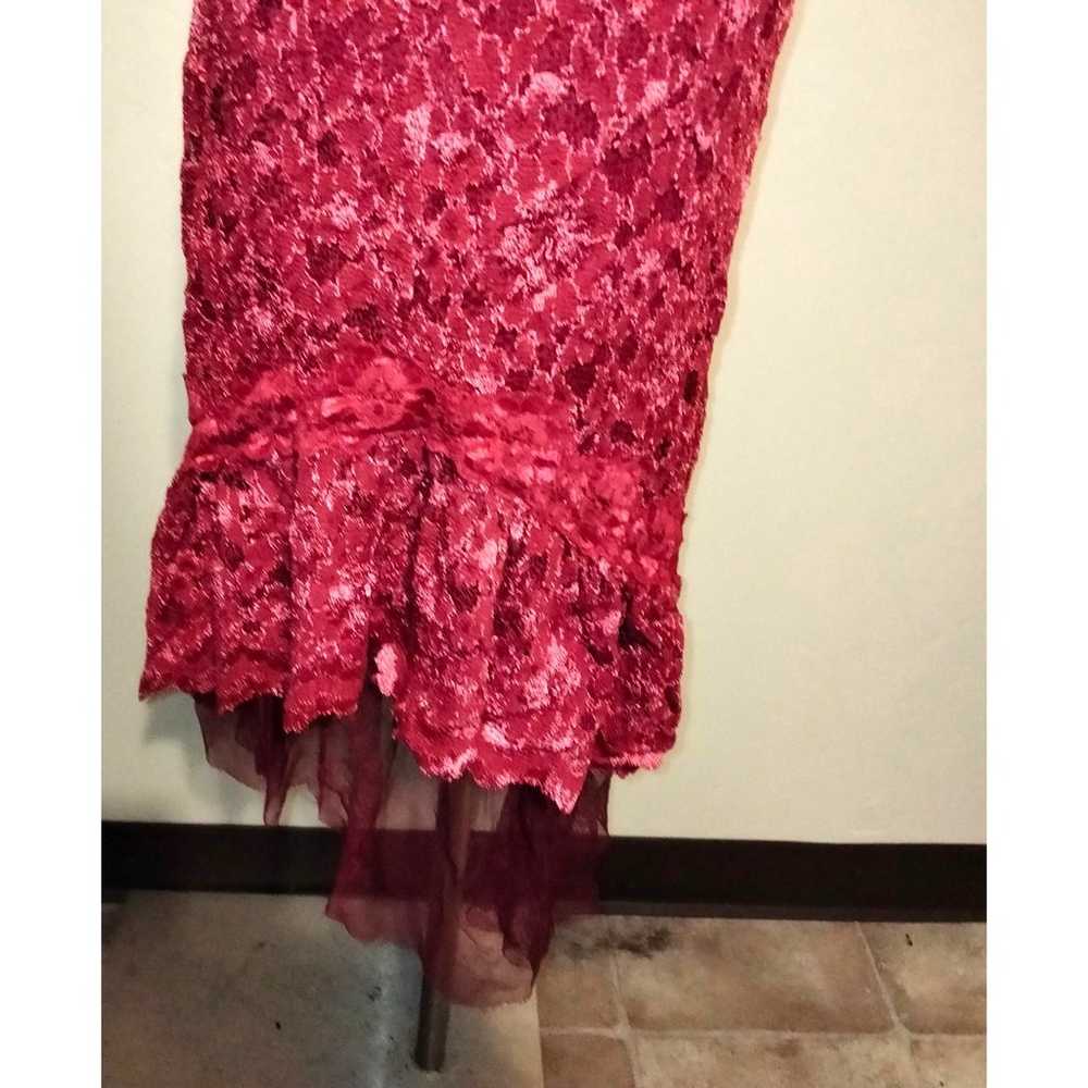 Betsey Johnson Cranberry Red Lace Halter Dress L - image 4