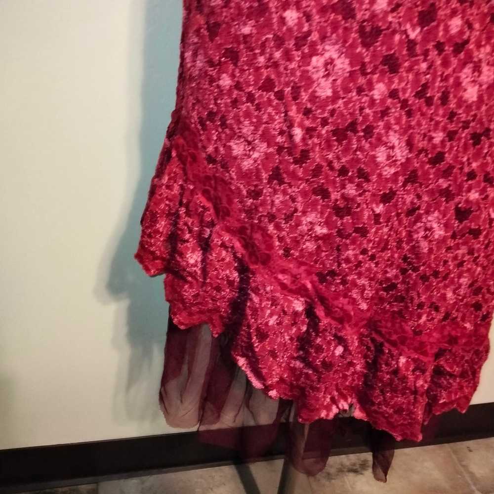 Betsey Johnson Cranberry Red Lace Halter Dress L - image 5