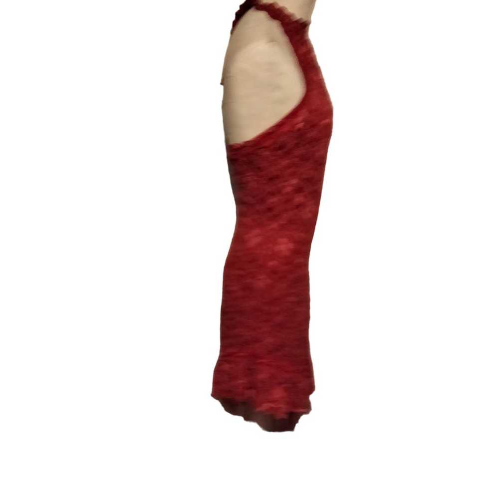 Betsey Johnson Cranberry Red Lace Halter Dress L - image 6