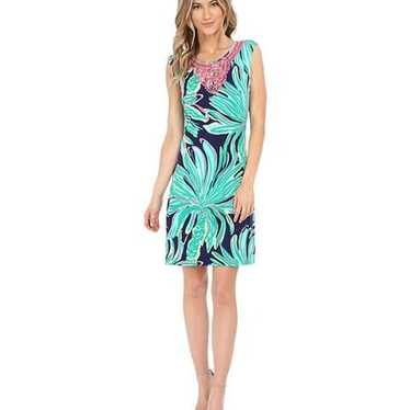 Lilly Pulitzer Bristol Dress Navy Tiger Palm Leaf… - image 1