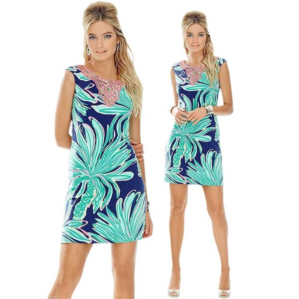 Lilly Pulitzer Bristol Dress Navy Tiger Palm Leaf… - image 3