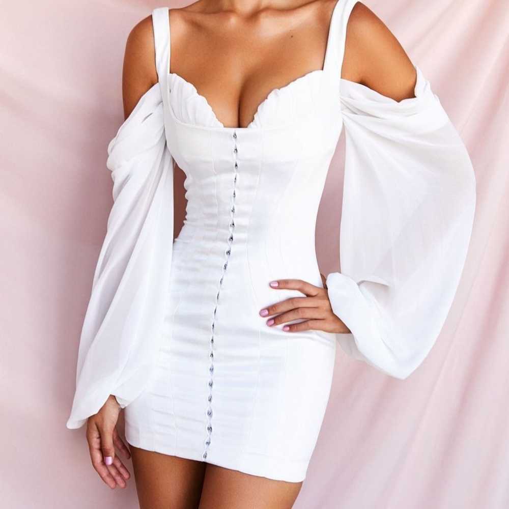 House of CB Eva White Satin Corset Dress - image 2