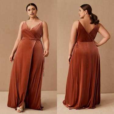 BHLDN Jenny Yoo Collection Orangey Brown Velvet A… - image 1