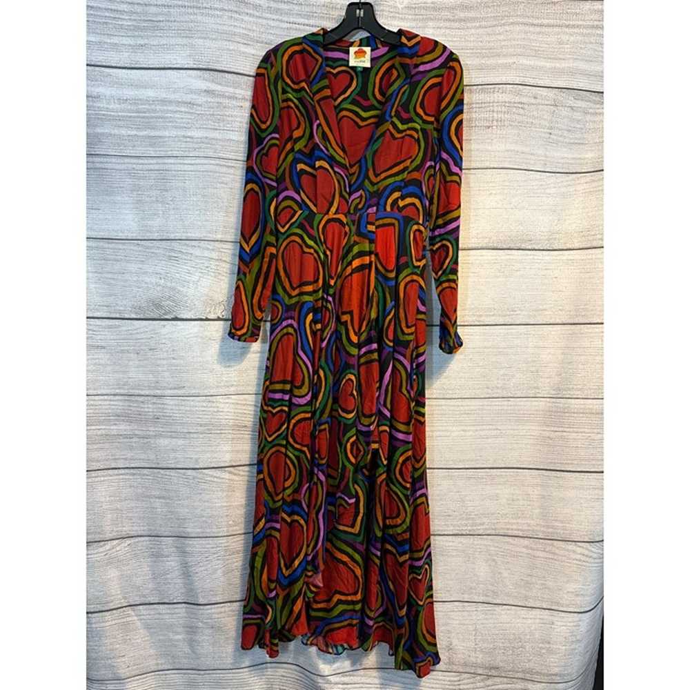 NWOT Farm Rio Rainbow Wild Hearts Maxi Dress Size… - image 1