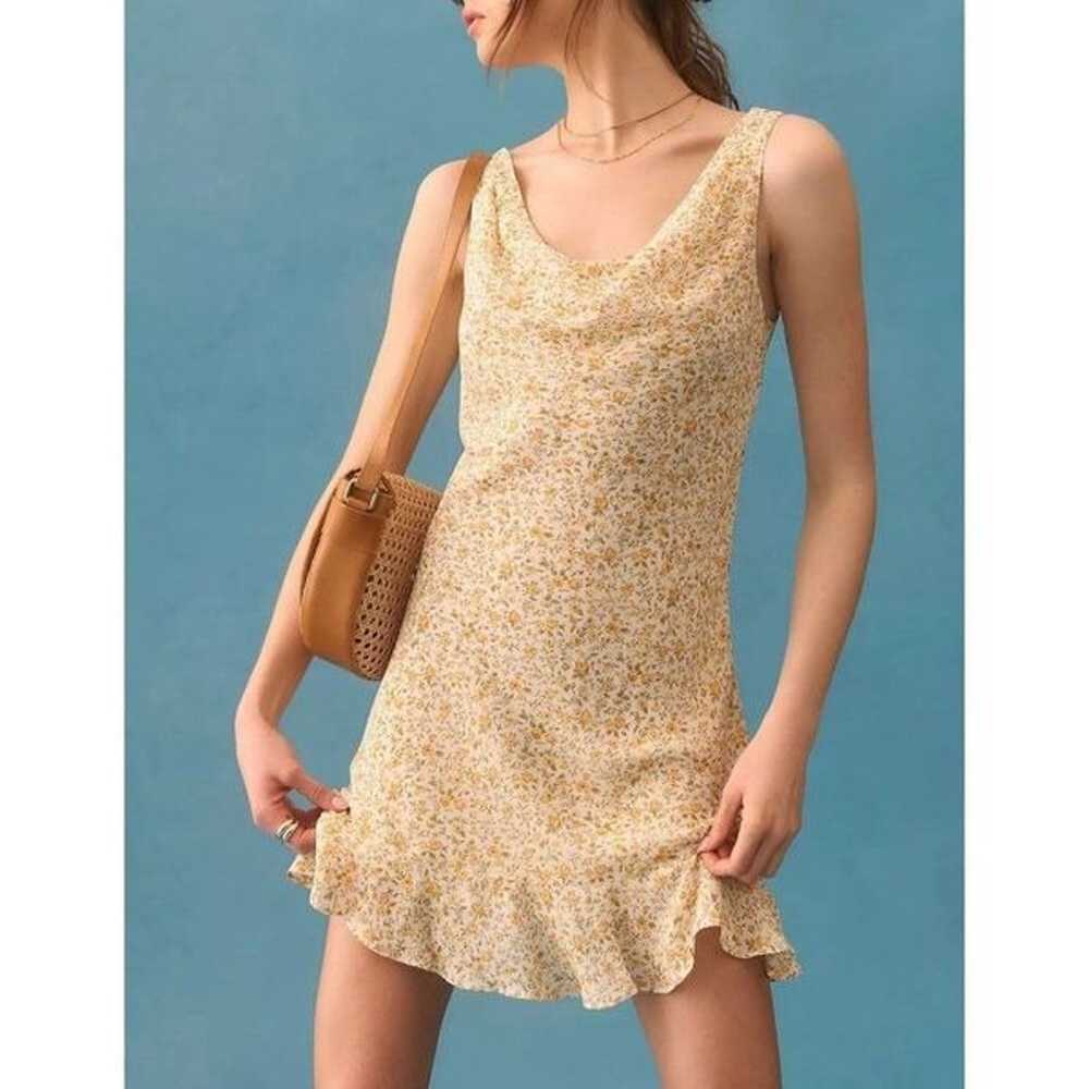 NEW Reformation Rudie Mini Dress Yellow Floral Mo… - image 1