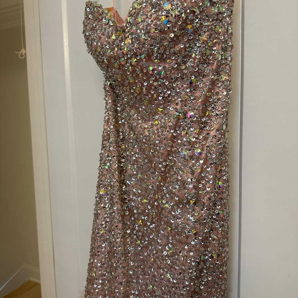 Jovani Sequin and Feather Evening Gown - image 3