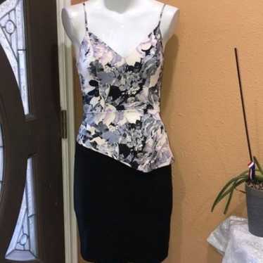 Black Halo Floral Peplum Dress Size 4