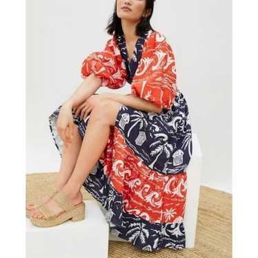 Anthropologie Place Nationale Puff Sleeve Printed 